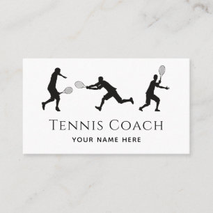 Tennis Player Silhouette Black White Social Media Business Card
