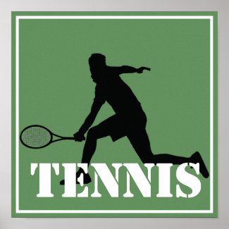 Tennis Player Silhouette Boy on Green Court Poster