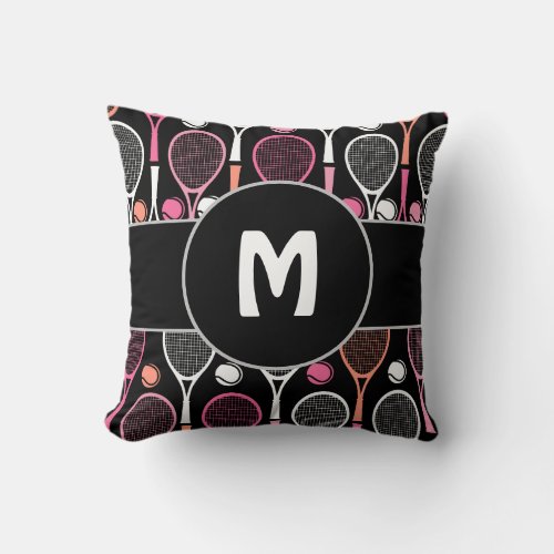 Tennis Player Team Name Personalized Monogrammed Throw Pillow