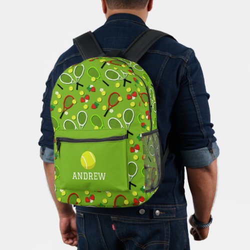 Tennis Player Tennis Racquets Pattern Printed Backpack