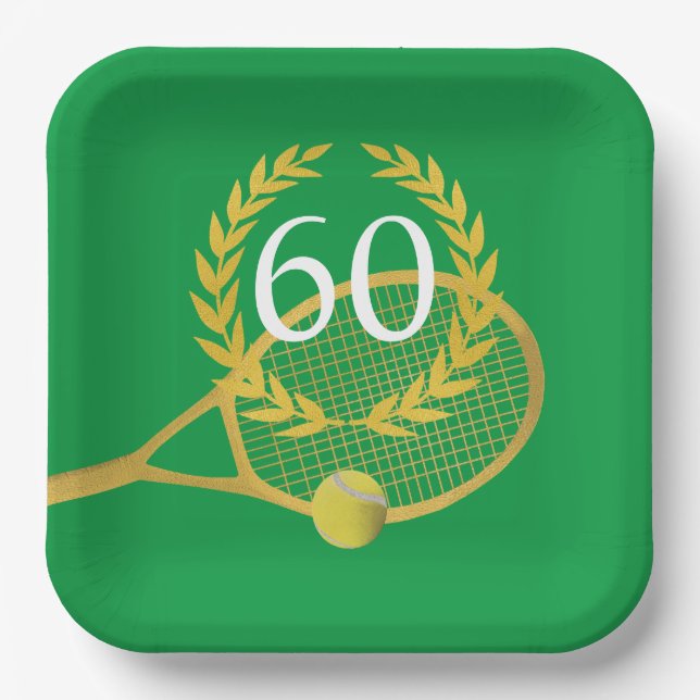 Tennis Player Theme Birthday  Paper Plates (Front)