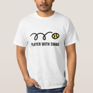 Tennis player with swag t-shirt
