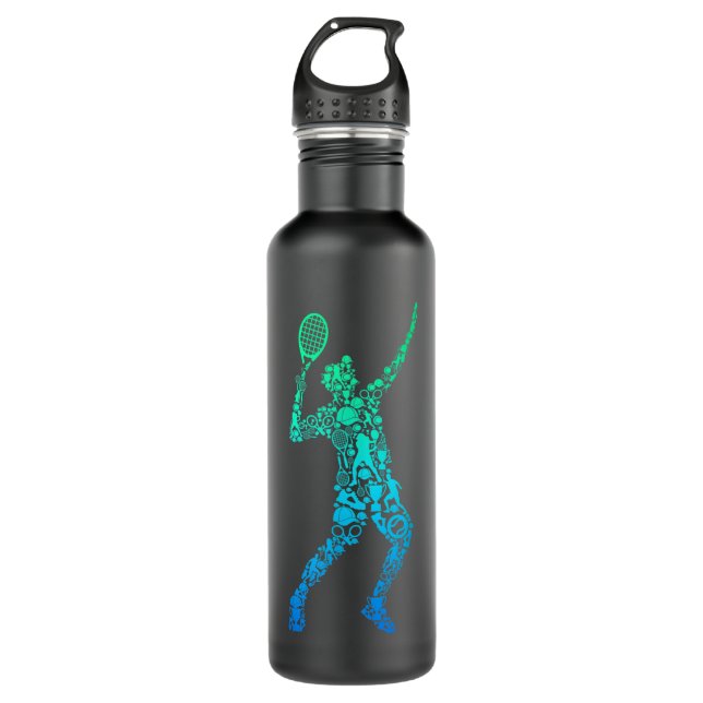 Tennis Player Youth Men Boys Kids Stainless Steel Water Bottle (Front)