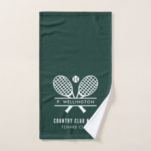Tennis Players and Country Club Name Green Hand Towel