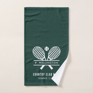 Tennis Players and Country Club Name Green Hand Towel