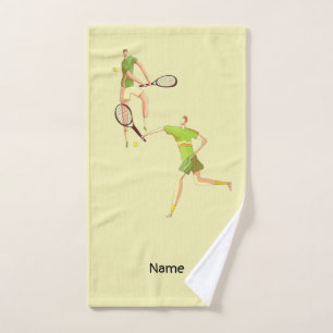 Tennis Players are playing tennis with ball racket Hand Towel