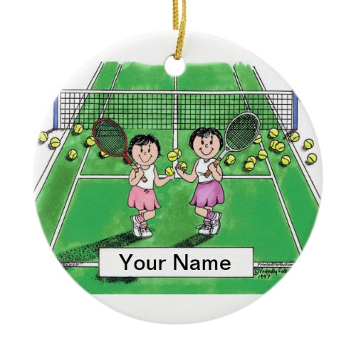 Tennis Players - Female &amp; Female Ceramic Ornament