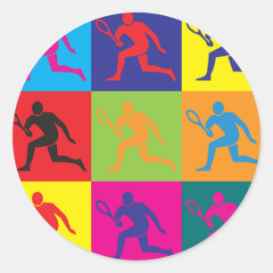 Tennis Pop Art Classic Round Sticker