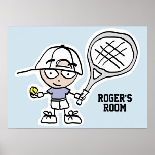 Tennis poster for boy's bedroom or nursery