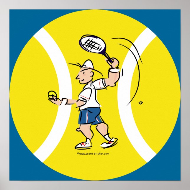 Tennis poster with cartoon and yellow ball (Front)