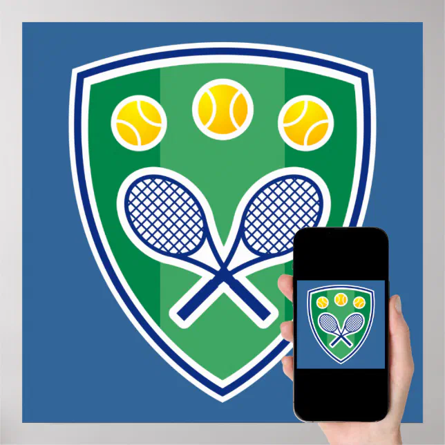 Tennis Poster with tennis racket emblem | Zazzle