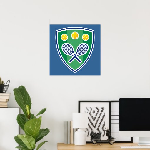 Tennis Poster with tennis racket emblem | Zazzle