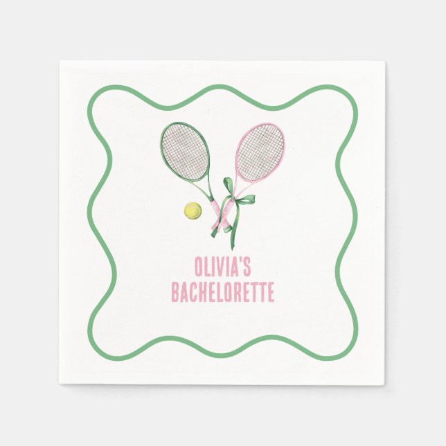 Tennis preppy bachelorette napkins (Front)