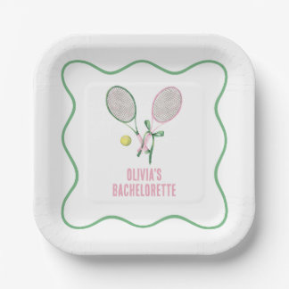 Tennis preppy bachelorette paper plates