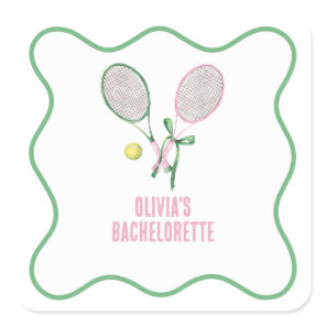 Tennis preppy bachelorette square sticker