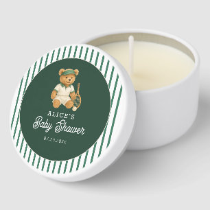 Tennis Preppy Bear Baby Shower Mini Candle Favors