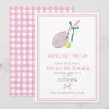 Tennis preppy plaid birthday invitation