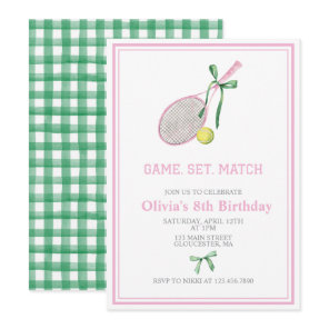 Tennis preppy plaid birthday invitation