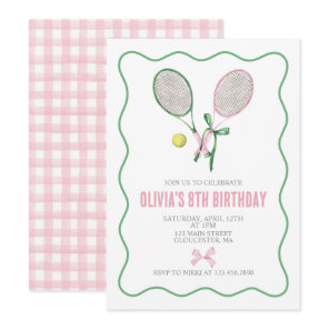 Tennis preppy plaid birthday invitation