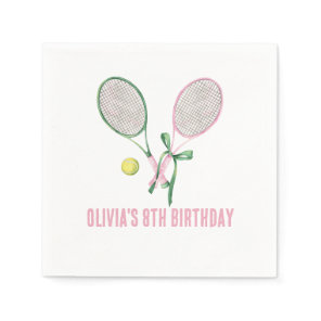 Tennis preppy plaid birthday invitation napkins
