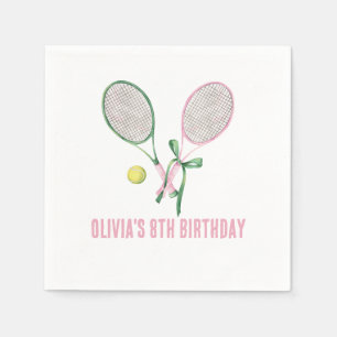 Tennis preppy plaid birthday invitation napkins