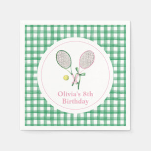 Tennis preppy plaid birthday invitation napkins