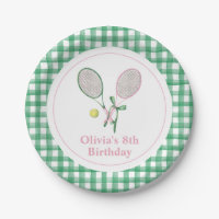 Tennis preppy plaid birthday invitation