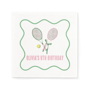 Tennis preppy plaid birthday napkins