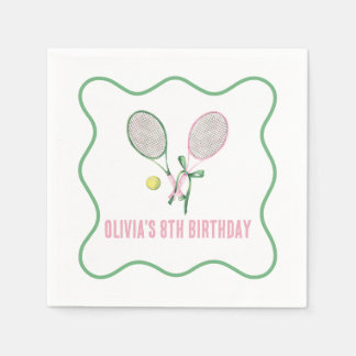 Tennis preppy plaid birthday napkins