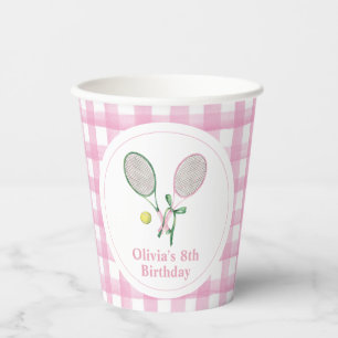 Tennis preppy plaid birthday paper cups