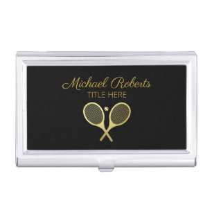 Tennis Professional Customizable Black Business Card Case