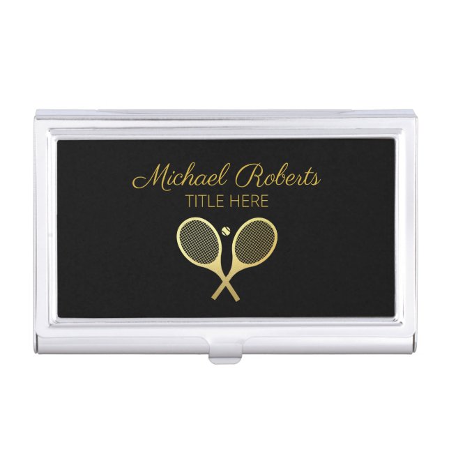 Tennis Professional Customizable Black Business Card Case (Front)