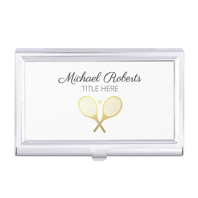 Tennis Professional Customizable White   Business Card Case (Front)