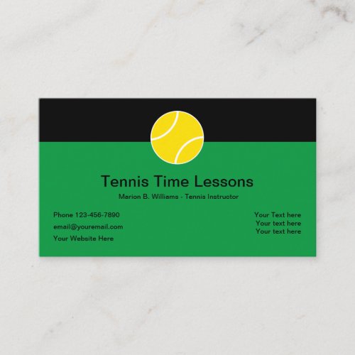 Tennis Professional Lessons Business Card