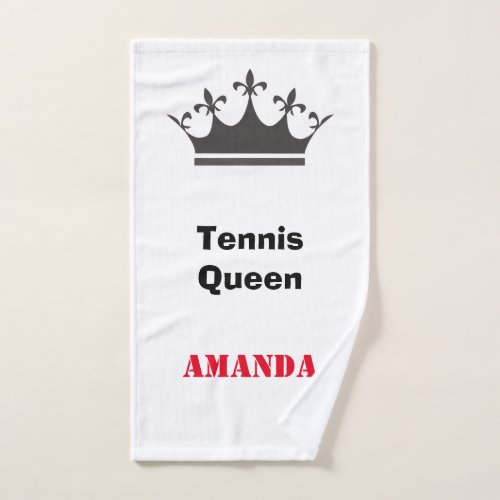 Tennis queen modern personalize text with crown hand towel 