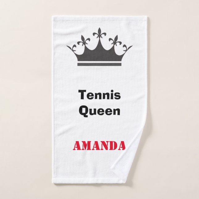 Tennis queen modern personalize text with crown hand towel  (Hand Towel)