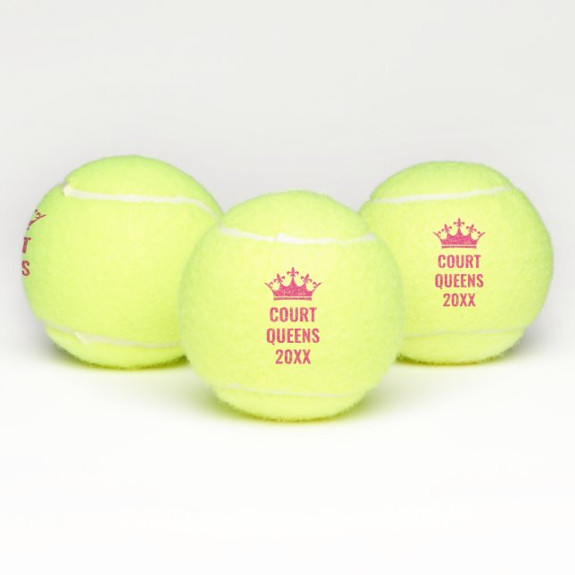 Tennis Queen Team Name Year Personalized Tennis Balls (Multi)