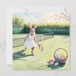 Tennis Rabbit Player  Easter Celebration on court Holiday Card