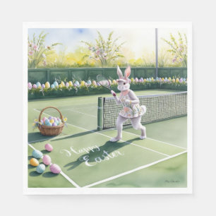 Tennis Rabbit Player  Easter Celebration on court Napkins