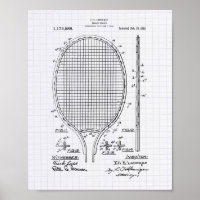 Tennis racket 1916 Patent Art - Lined Peper