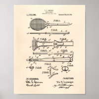 Tennis Racket 1916 Patent Art - Old Peper