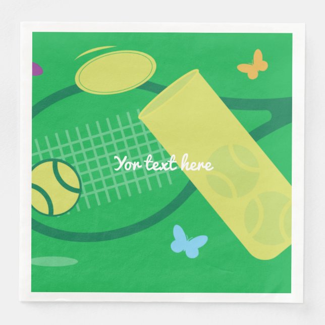 Tennis racket and ball BBQ or kids Birthday party Paper Dinner Napkins (Front)