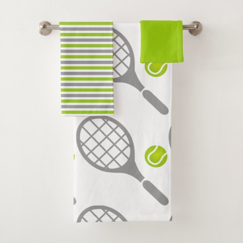 Tennis racket and ball custom bath towel set