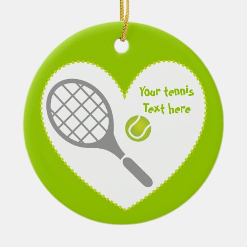 Tennis racket and ball custom ceramic ornament