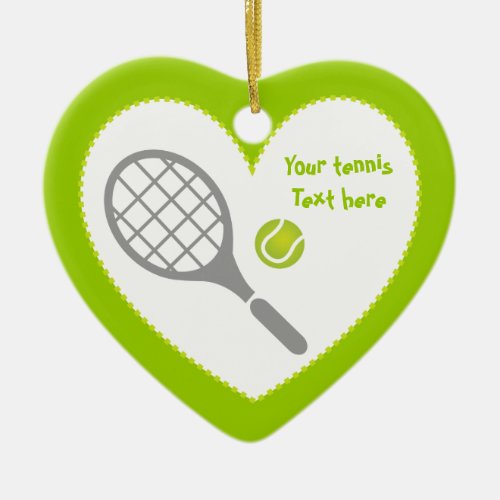 Tennis racket and ball custom ceramic ornament