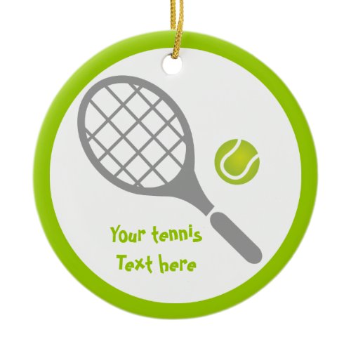 Tennis racket and ball custom ceramic ornament