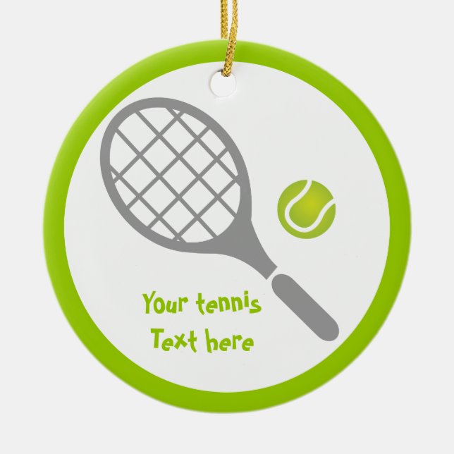 Tennis racket and ball custom ceramic ornament (Front)