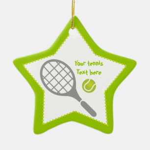 Tennis racket and ball custom ceramic ornament