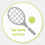 Tennis racket and ball custom classic round sticker