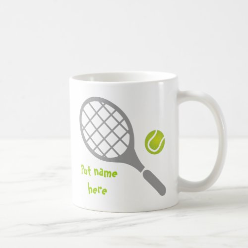 Tennis racket and ball custom coffee mug